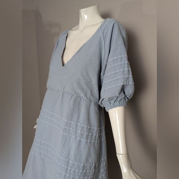 7 for all mankind blue balloon baby doll open back mini dress Large - Picture 6 of 10